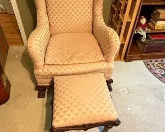 Wingback Armchair and Ottoman Set