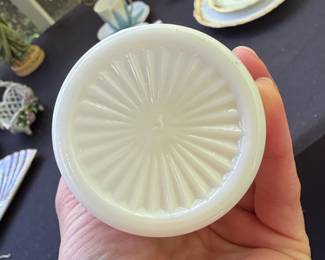 White Milk Glass Vase with Starburst Pattern second image