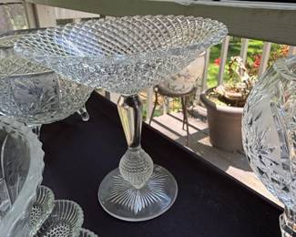 American Brilliant Period Cut Glass Punch Bowl with Pedestal