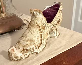Victorian Style Ceramic Shoe Pin Cushion