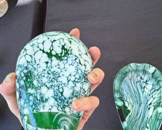 Murano Style Art Glass Leaf Ashtrays second image