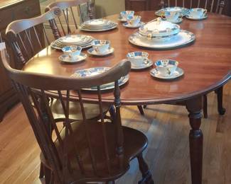 Porcelain Teacup and Saucer Set with Blue and Gold Trim