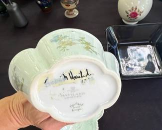 Haviland Limoges Schleiger Blue Flowers Handled Bowl