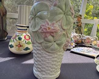 Portuguese Majolica Lily Pad Vase