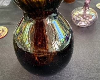 Art Glass Vase with Swirls and Bubbles