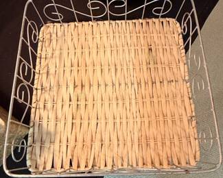 Woven Wicker and Wire Basket Tray
