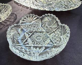 Antique Cut Glass Pitcher and Bowls Set