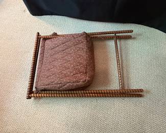 Vintage MCM Folding Knitting Basket with Twisted Rope Frame fourth image
