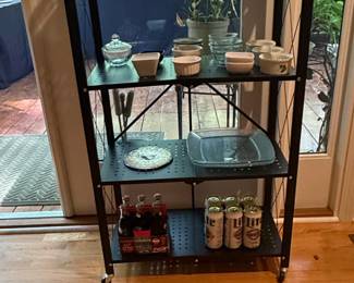 Tier Foldable Metal Bakers Rack with Wheels