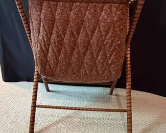 Vintage MCM Folding Knitting Basket with Twisted Rope Frame