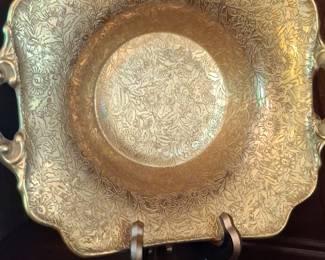 Antique Brass Decorative Bowl with Handles