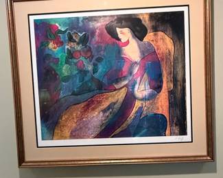 Linda Le Kinff Serigraph Print of Woman in Garden