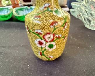 Miniature Cloisonn Vase with Cherry Blossom Motif