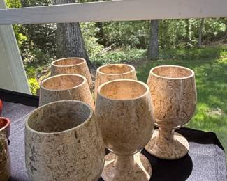 Set of Fossil Stone Goblets fourth image
