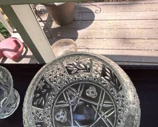 American Brilliant Cut Glass Punch Bowl and Matching Dish third image