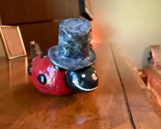 Whimsical Ladybug Figurine with Top Hat