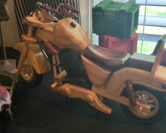 Handcrafted Wooden Motorcycle Model second image