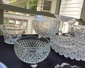 Cut Crystal Glass Punch Bowl Set