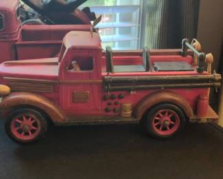 Red Wooden Fire Truck Model