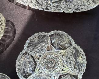 American Brilliant Cut Glass Bowl and Platter