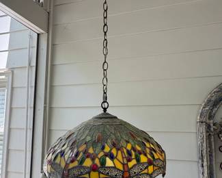Amora Lighting Tiffany Style Light Dragonfly Hanging Lamp