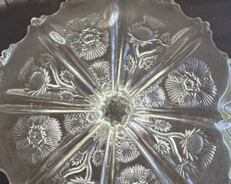 Antique Paneled Thistle Glass Compote