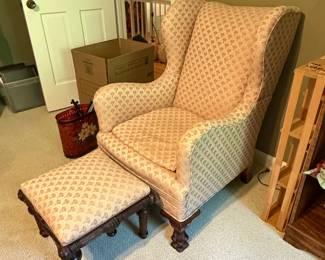 Wingback Armchair and Ottoman Set second image