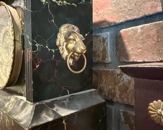 Seth Thomas Adamantine Mantel Clock with Lion Head Pulls second image