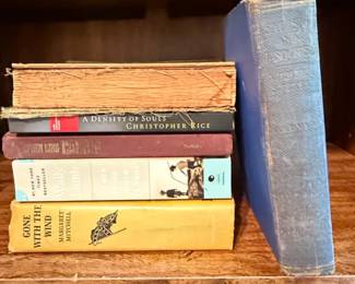 Collection of Vintage Books including Gone with the Wind, I Know This Much Is True, A Density of Souls, and Websters Dictionary