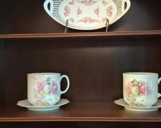 Vintage Pink Roses Porcelain Tea Set second image