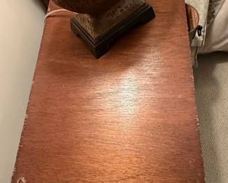 Vintage Spool Leg Side Table with Cylindrical Drawers third image