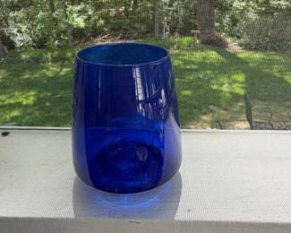 Blown Glass Flower Sculpture with Cobalt Blue Vase second image