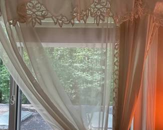 Vintage Battenburg Lace Valance and Panel Curtains Set second image