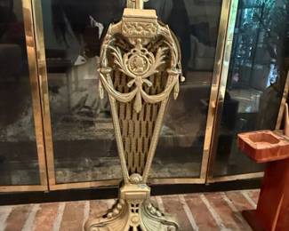 Vintage Brass Peacock Fan Fireplace Screen