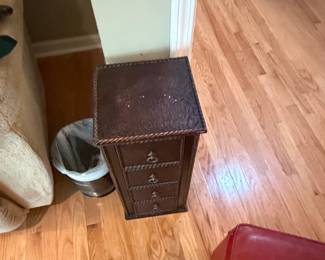 Embossed Leather Tall Chest of Drawers second image