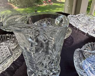 Antique Cut Glass Pitcher and Bowls Set second image