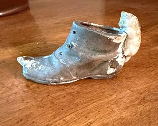 Vintage Ceramic Boot Planter with Cat Figurine, Made in Japan