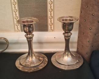 Pair of Wm A Rogers Oneida Ltd Silver Plated Candlesticks