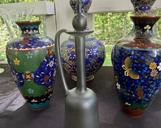 Art Glass Vase with Swirls and Bubbles second image