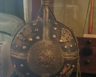 Antique Ottoman Islamic Flask or Canteen with St. George Motif