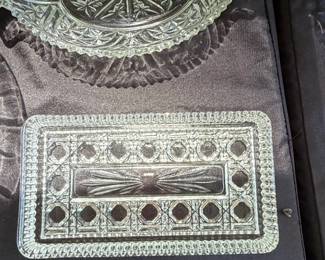 Federal Glass Windsor Pattern Relish Tray and Divided Dish Set
