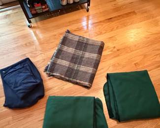 Vintage Plaid Wool Blanket and Dark Green Fleece Blankets
