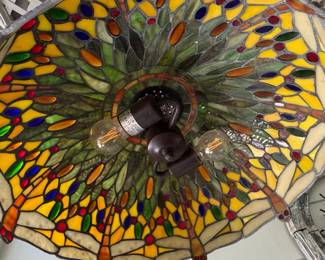 Amora Lighting Tiffany Style Light Dragonfly Hanging Lamp second image