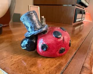 Whimsical Ladybug Figurine with Top Hat second image