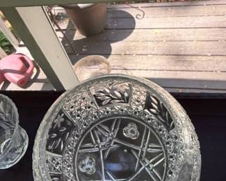 American Brilliant Cut Glass Punch Bowl with Stand fourth image