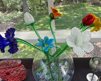 Murano Glass Flower Sculpture second image