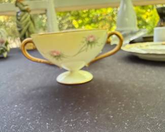 Porcelain Sugar Bowl with Monogram M.S. and Floral Decoration second image