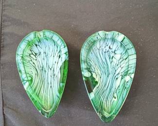 Murano Style Art Glass Leaf Ashtrays