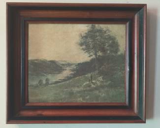 Tonalist Hills and River Landscape Painting
