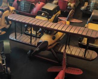 Wooden Biplane Model with Red Baron Fighter Pilot second image